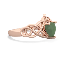 Jade Claddagh Celtic Knot 14K Rose Gold ring R2367