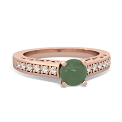 Jade Art Deco Engagement 5Mm Round 14K Rose Gold ring R26355RD