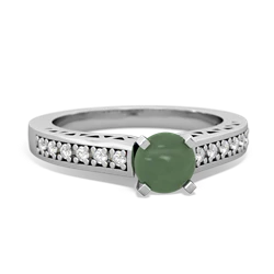 Jade Art Deco Engagement 5Mm Round 14K White Gold ring R26355RD