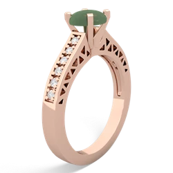 Jade Art Deco Engagement 6Mm Round 14K Rose Gold ring R26356RD