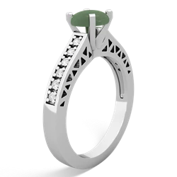 Jade Art Deco Engagement 6Mm Round 14K White Gold ring R26356RD