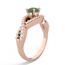Jade Diamond Twist 5Mm Round Engagment  14K Rose Gold ring R26405RD