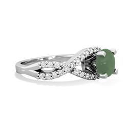 Jade Diamond Twist 6Mm Round Engagment  14K White Gold ring R26406RD