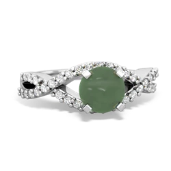 Jade Diamond Twist 6Mm Round Engagment  14K White Gold ring R26406RD