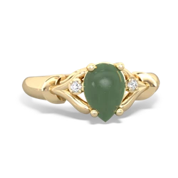 Jade Precious Pear 14K Yellow Gold ring R0826