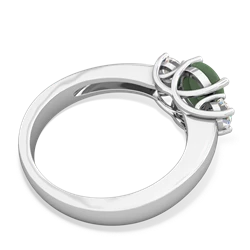 Jade Diamond Three Stone Round Trellis 14K White Gold ring R4018