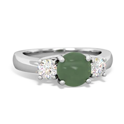 Jade Diamond Three Stone Round Trellis 14K White Gold ring R4018