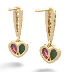 Jade Filligree Heart 14K Yellow Gold earrings E5070