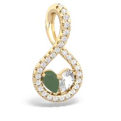 Jade Pave Twist 'One Heart' 14K Yellow Gold pendant P5360