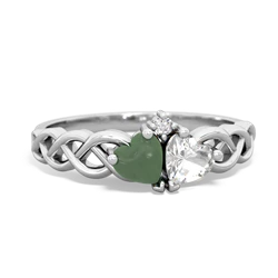 Jade Heart To Heart Braid 14K White Gold ring R5870
