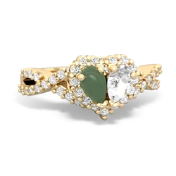 Jade Diamond Twist 'One Heart' 14K Yellow Gold ring R2640HRT