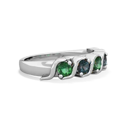 Lab Emerald Anniversary Band 14K White Gold ring R2089