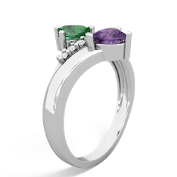 Lab Emerald Heart To Heart 14K White Gold ring R2064