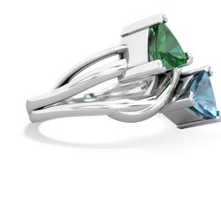 Lab Emerald Split Band Swirl 14K White Gold ring R2341