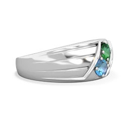 Lab Emerald Men's Streamline 14K White Gold ring R0460
