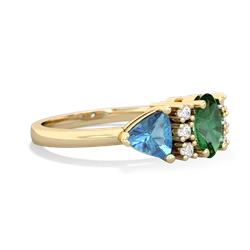 Lab Emerald Antique Style Three Stone 14K Yellow Gold ring R2186