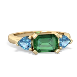 Lab Emerald Three Stone 14K Yellow Gold ring R5235