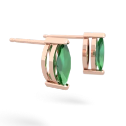 Lab Emerald 8X4mm Marquise Stud 14K Rose Gold earrings E1701