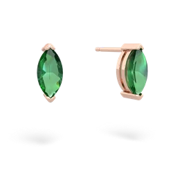 Lab Emerald 8X4mm Marquise Stud 14K Rose Gold earrings E1701