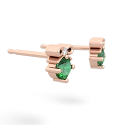 Lab Emerald Diamond Bows 14K Rose Gold earrings E7002