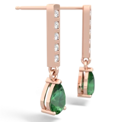 Lab Emerald Art Deco Diamond Drop 14K Rose Gold earrings E5324
