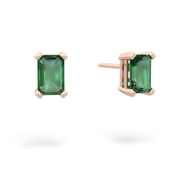 Lab Emerald 6X4mm Emerald-Cut Stud 14K Rose Gold earrings E1855