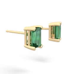 Lab Emerald 6X4mm Emerald-Cut Stud 14K Yellow Gold earrings E1855
