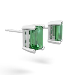 Lab Emerald 7X5mm Emerald-Cut Stud 14K White Gold earrings E1856