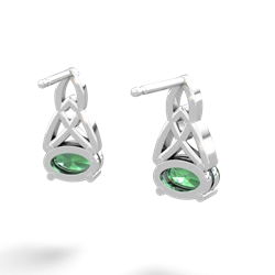 Lab Emerald Celtic Trinity Knot 14K White Gold earrings E2389