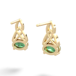 Lab Emerald Celtic Trinity Knot 14K Yellow Gold earrings E2389