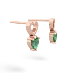 Lab Emerald Four Hearts 14K Rose Gold earrings E2558