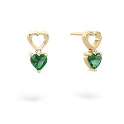 Lab Emerald Four Hearts 14K Yellow Gold earrings E2558