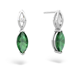 Lab Emerald Marquise Drop 14K White Gold earrings E5333