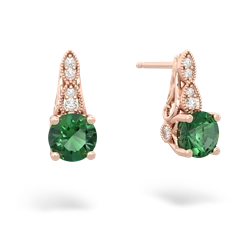 Lab Emerald Antique Elegance 14K Rose Gold earrings E3100