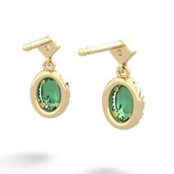 Lab Emerald Antique-Style Halo 14K Yellow Gold earrings E5720