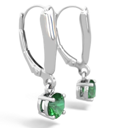 Lab Emerald 5Mm Round Lever Back 14K White Gold earrings E2785