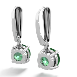 Lab Emerald 8Mm Round Lever Back 14K White Gold earrings E2788