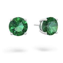 Lab Emerald 8Mm Round Stud 14K White Gold earrings E1788