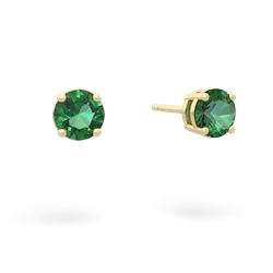 Lab Emerald 5Mm Round Stud 14K Yellow Gold earrings E1785