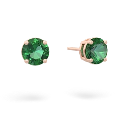 Lab Emerald 6Mm Round Stud 14K Rose Gold earrings E1786