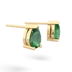 Lab Emerald Teardrop Stud 14K Yellow Gold earrings E1793