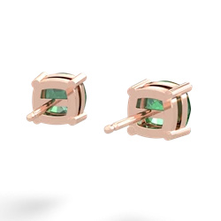 Lab Emerald 6Mm Checkerboard Cushion Stud 14K Rose Gold earrings E1796