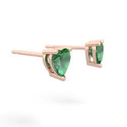 Lab Emerald 5Mm Heart Stud 14K Rose Gold earrings E1861