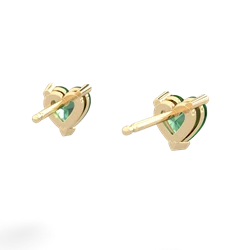 Lab Emerald 5Mm Heart Stud 14K Yellow Gold earrings E1861