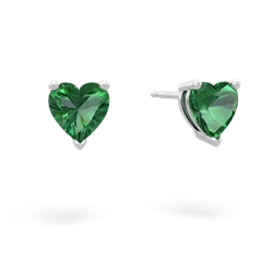 Lab Emerald 6Mm Heart Stud 14K White Gold earrings E1862