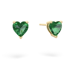 Lab Emerald 6Mm Heart Stud 14K Yellow Gold earrings E1862