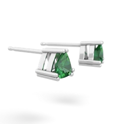 Lab Emerald 5Mm Trillion Stud 14K White Gold earrings E1858