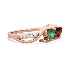 Lab Emerald Side By Side 14K Rose Gold ring R3090