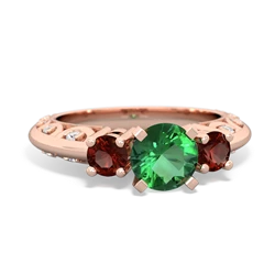 Lab Emerald Art Deco Eternal Embrace Engagement 14K Rose Gold ring C2003