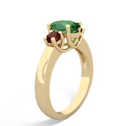 Lab Emerald Three Stone Oval Trellis 14K Yellow Gold ring R4024